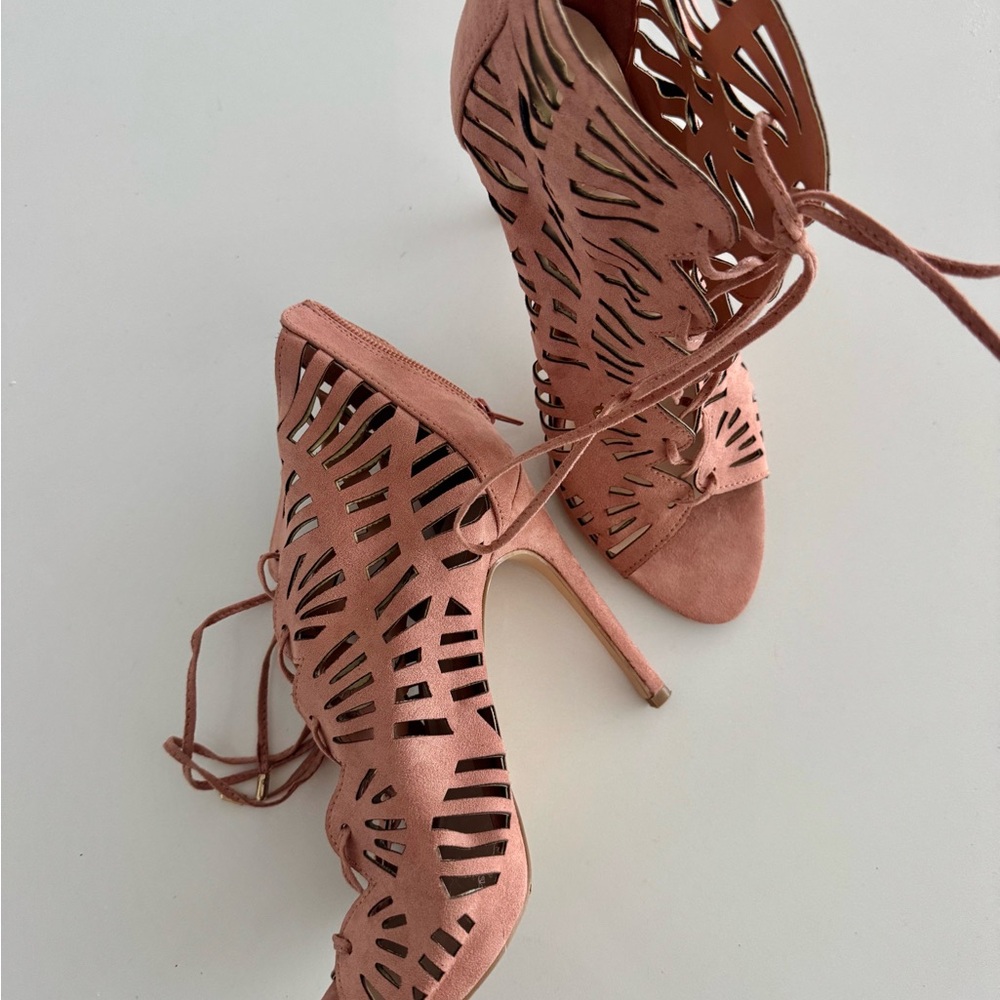 Dynamite dusty rose Laser-Cut peep toe heel
